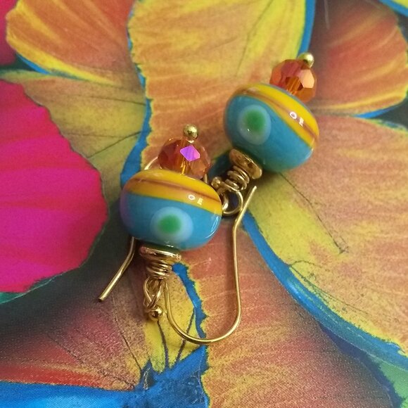Vibrant & Colorful! Short Boho Dangle Earrings! Artisan Beads + Spunk for You! - Picture 11 of 12